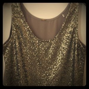 Elie Tahari Gold Sequin Top